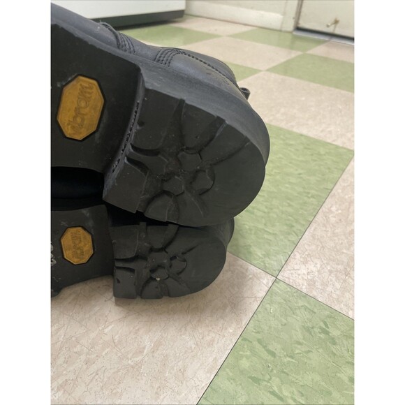 Vintage Chippewa Black Leather Logger Boots Men's 7 Women’s 9 Moto Boots Utility - Picture 5 of 11